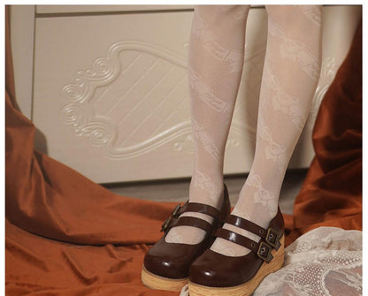 MODO - Retro Lolita Round Toe Wood Bottom Shoes