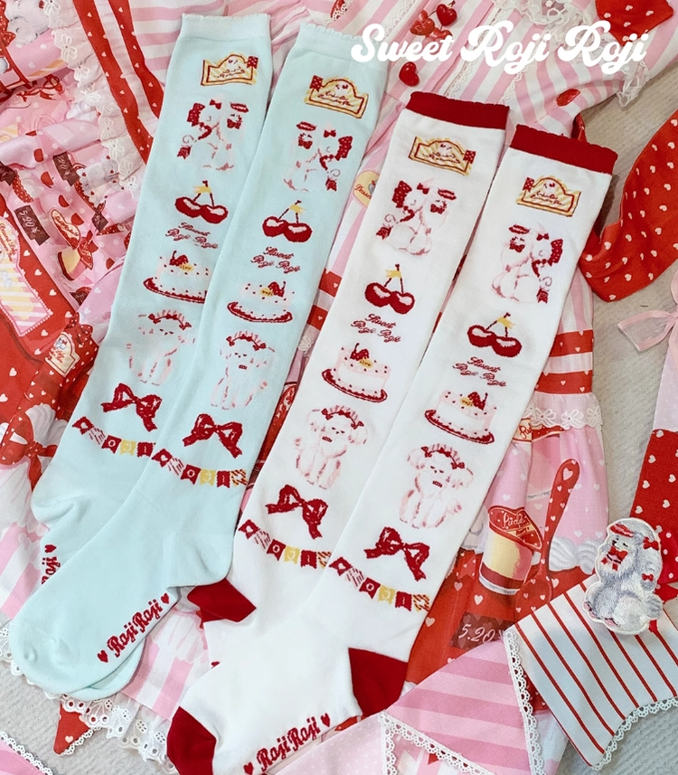 Roji Roji - Sweet Lolita Cotton Socks Japanese Printed Calf Socks