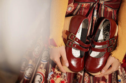 MODO - Retro Lolita Round Toe Wood Bottom Shoes