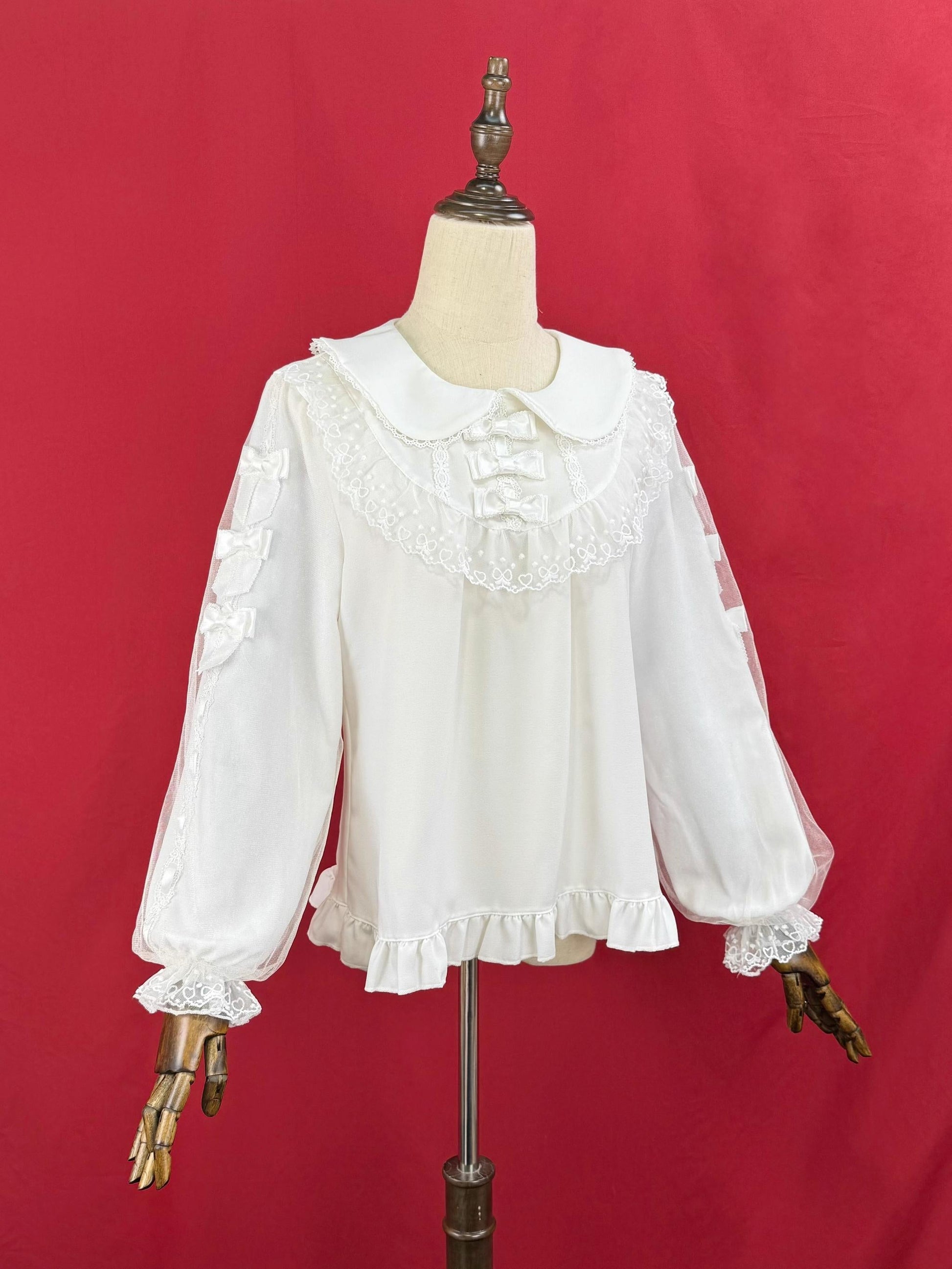 DMFS Lolita - Sweet Lolita Blouse with Double-Layered Tulle Lantern Sleeves