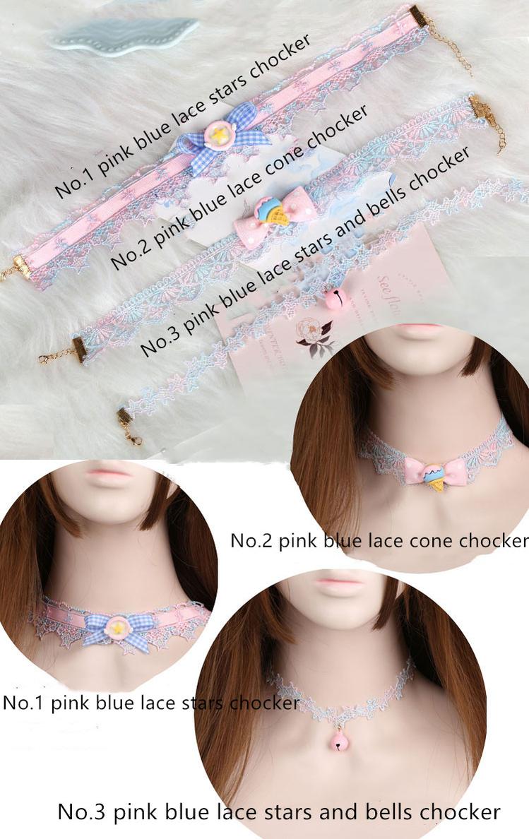 Manmeng - Pink and Blue Sweet Lolita Bow Headwear