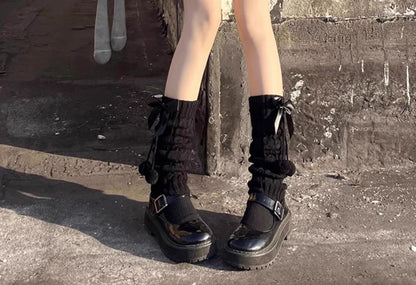 Hua Nai Cat - Cute Lolita Leg Warmers Winter Knitted JK Pile Socks