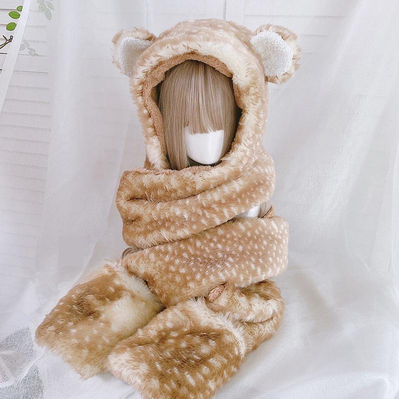 Xiaogui - Winter Kawaii Lolita Hat Antler Plush 3-in-1 Set