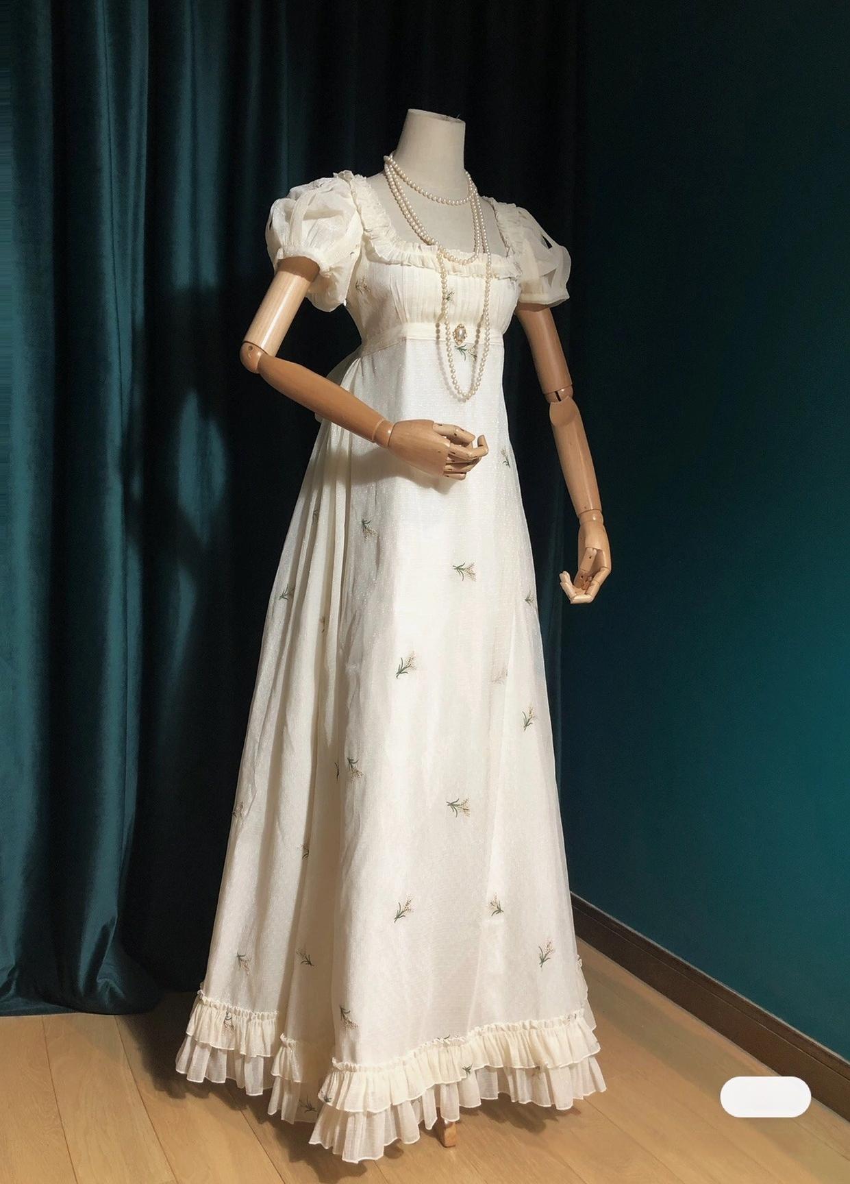 Surface Spell - Spring Rendezvous - Vintage Lolita OP Dress Embroidered Empire Waist Dress