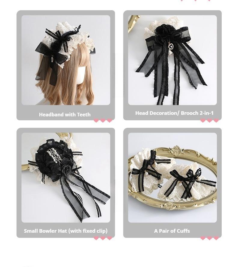 Xiaogui - Maid Lolita Hairband Doll Lolita Cuffs and Top Hat