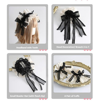 Xiaogui - Maid Lolita Hairband Doll Lolita Cuffs and Top Hat