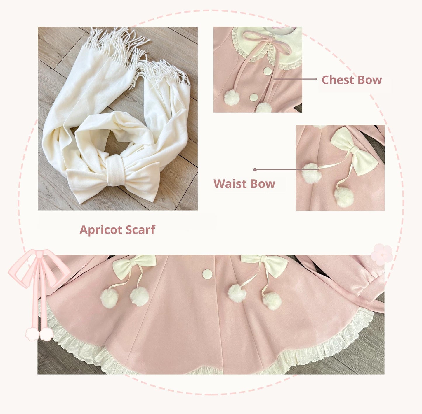 Platycodon House - Winter Love Song - Winter Sweet Lolita Coat Korean Style Overcoat Bow Scarf
