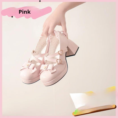 Milk Bun Bunny - Sweet Lolita High Heel Bow Princess Lolita Shoes
