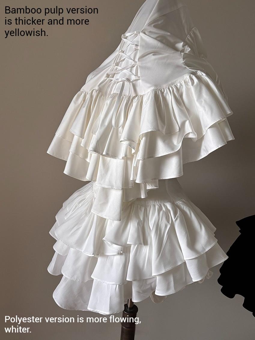 FlowerFairyDaily - Midnight Prayer - Solid Lolita Shirt with Flowing Tiered Back Hem