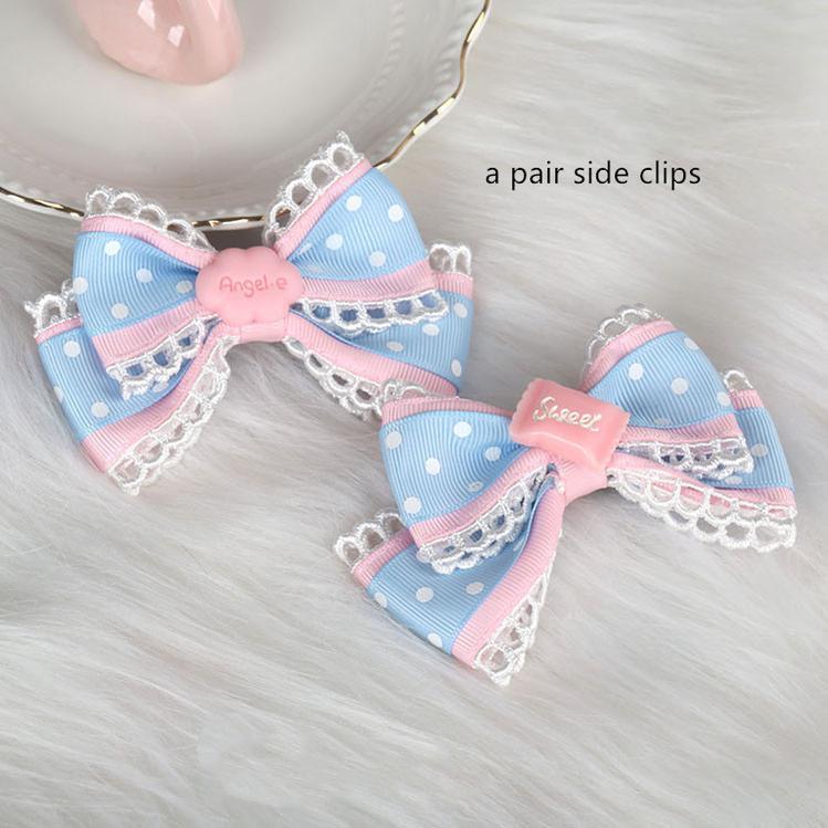 Manmeng - Pink and Blue Sweet Lolita Bow Headwear