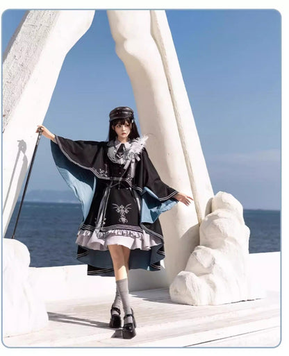 CHUNLV LOLITA - Dark Night Contract - Blue Military Lolita Dress Suit Skirt Elegant OP Cape