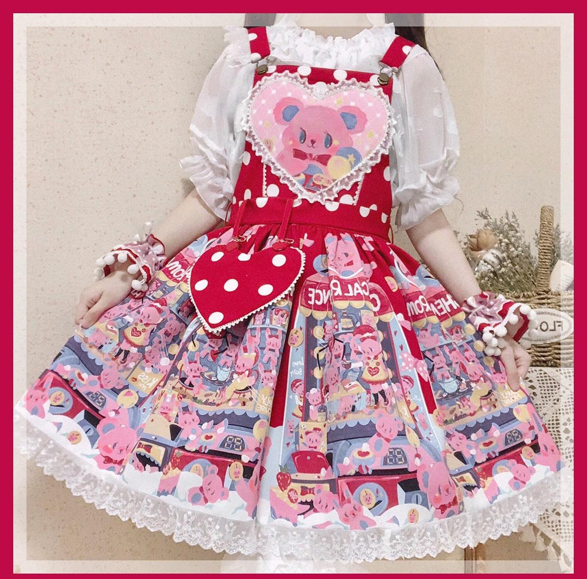 Chemical Romance - Sweetheart Doll Machine - Sweet Lolita Printed Salopette