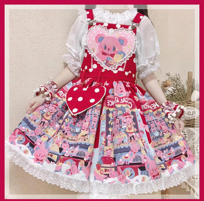 Chemical Romance - Sweetheart Doll Machine - Sweet Lolita Printed Salopette