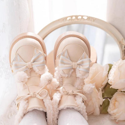 Beauty Bunny - Milk Bear - Winter Lolita Shoes Thick Sole Fleece Snow Boots