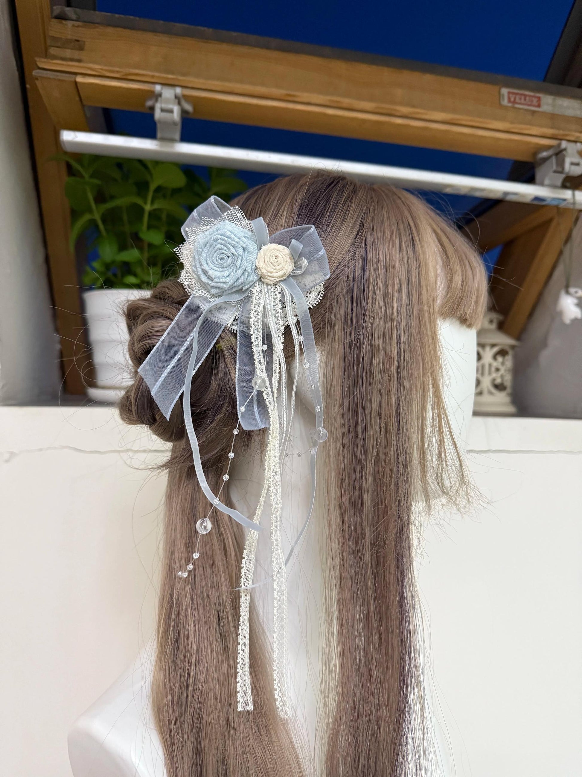 Kuma - Little Wind Chime - Elegant Lolita OP Water Blue Dress With Decorative Tulle Cape