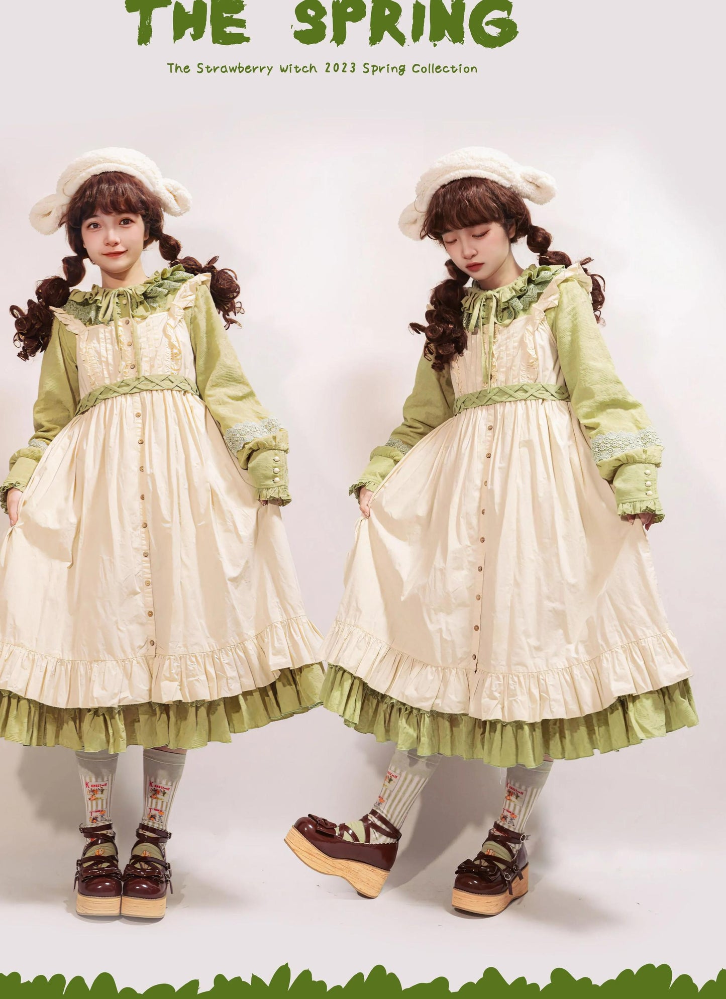 Strawberry Witch - The Spring - Cotton Lolita OP Dress with Long Sleeve