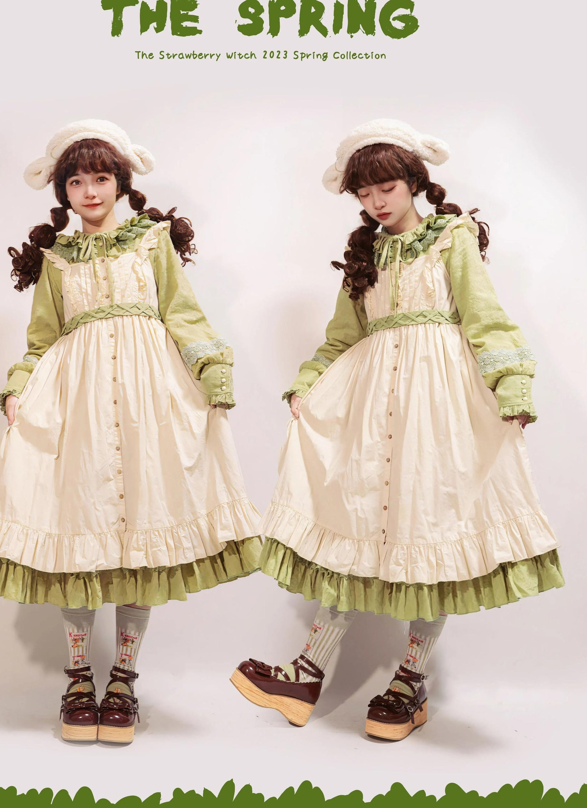 Strawberry Witch - The Spring - Cotton Lolita OP Dress with Long Sleeve