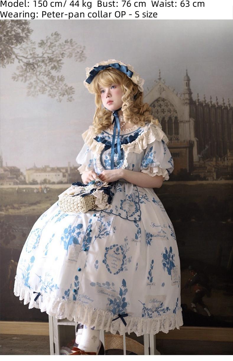 NanShengGe - Mulberry Poem - Country Lolita Printed Dress with Cardigan Set