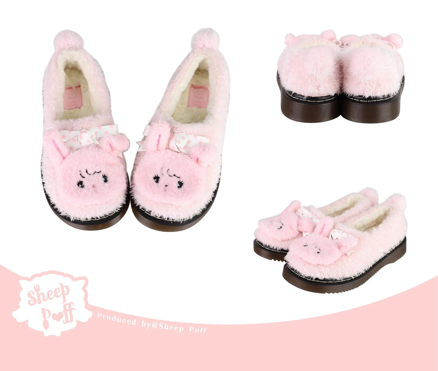 Sheep Puff - Mikko Rolled - Winter Lolita Shoes Warm Fleece Shoes