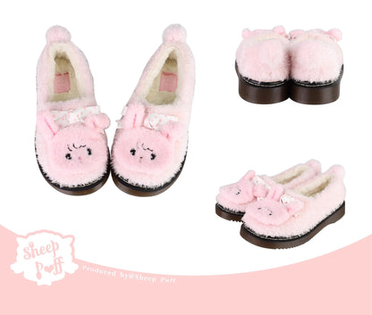 Sheep Puff - Mikko Rolled - Winter Lolita Shoes Warm Fleece Shoes