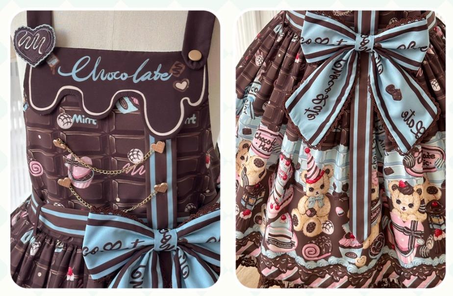 Sweet Dream Sheep - Chocolate Bear - Sweet Lolita Salopette High Waist Dress