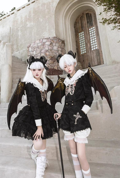 CastleToo - Crossbone - Ouji Lolita Shorts Suit Gothic Lolita Top and Blouse