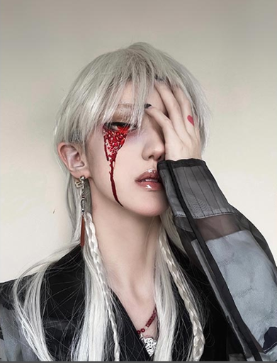 Pippi Palace - Deicide - Gothic White Gray Full Head Lolita Wig