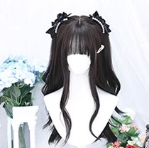 Dalao Home - Daily Long Curly Wavy Black Tea Lolita Wig