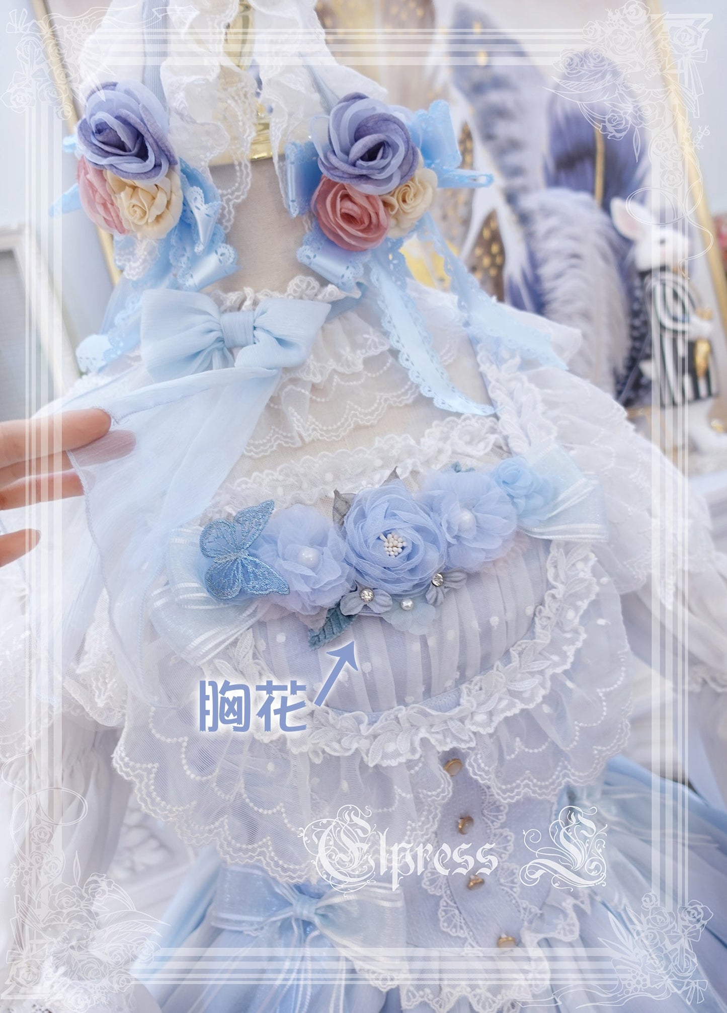 Elpress L - 3D Flower Lolita Hairband Cuff Brooch Multicolors