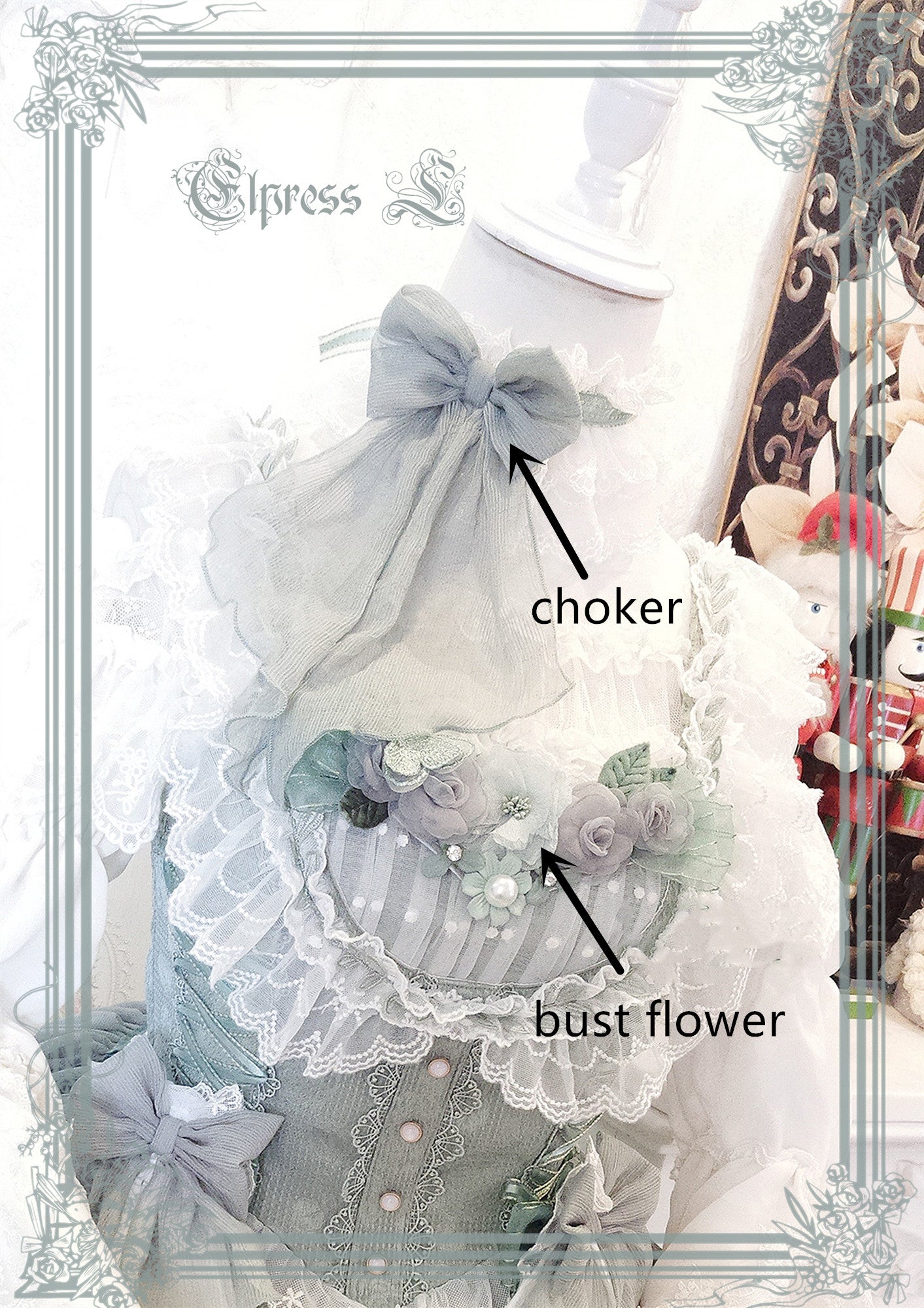 Elpress L - 3D Flower Lolita Hairband Cuff Brooch Multicolors