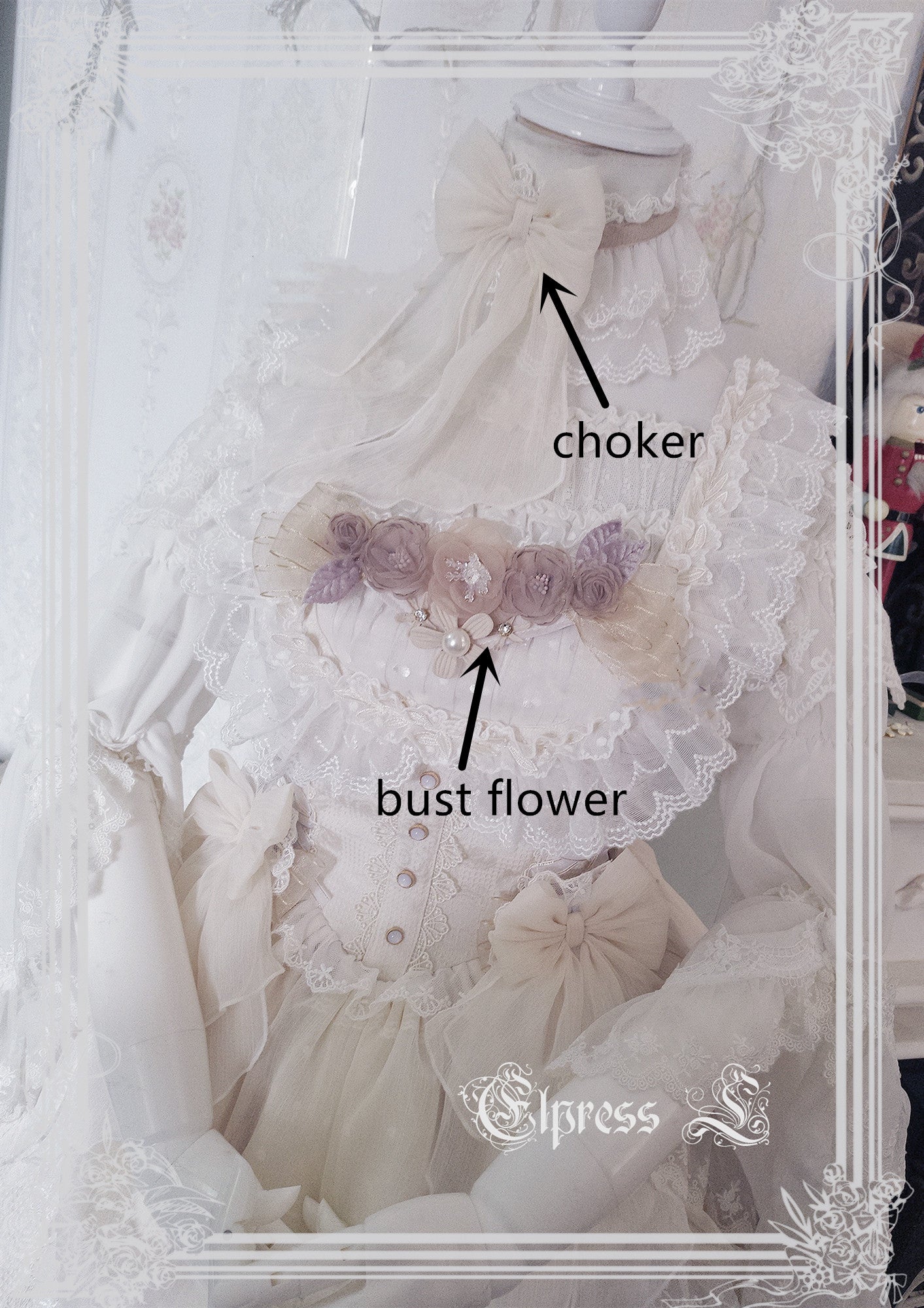 Elpress L - 3D Flower Lolita Hairband Cuff Brooch Multicolors