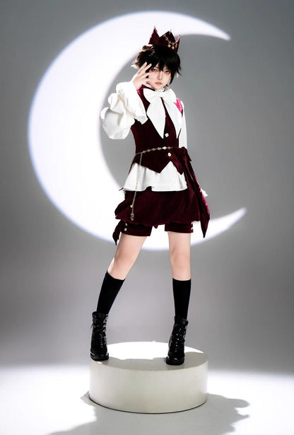 Princess Chronicles - Hare Hunter - Ouji Lolita Retro Red Crown With Cross Star