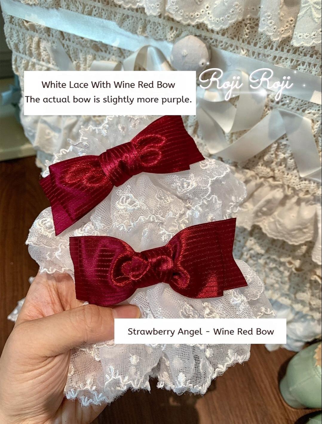 Roji Roji - Sweet Lolita Lace Bow Cuffs, Elastic Wrist