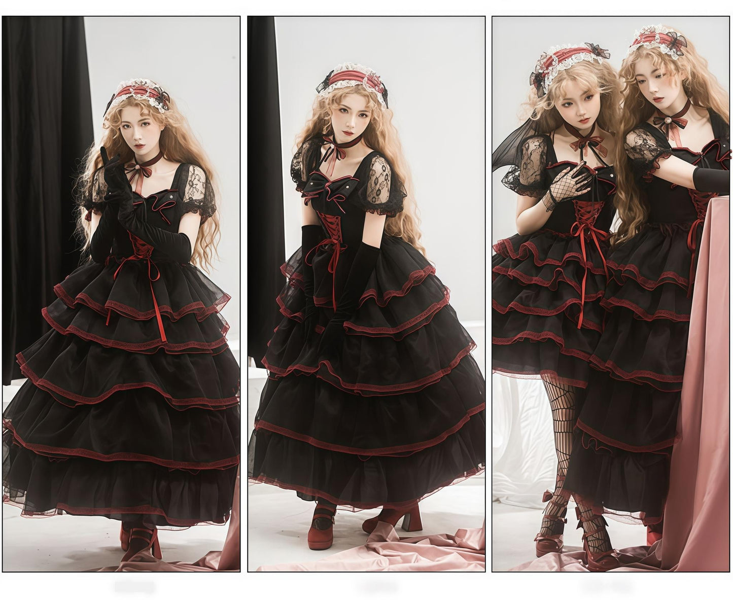 Daydream Whisper - Shisan District - Wedding Lolita OP Suit with Angel Demon Wings