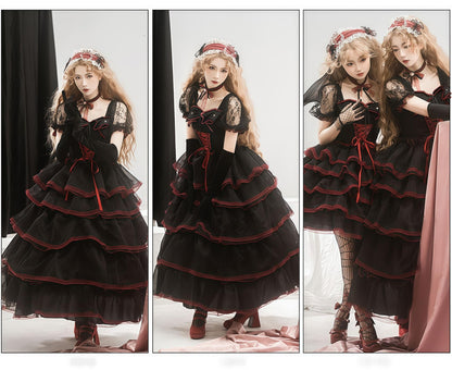 Daydream Whisper - Shisan District - Wedding Lolita OP Suit with Angel Demon Wings