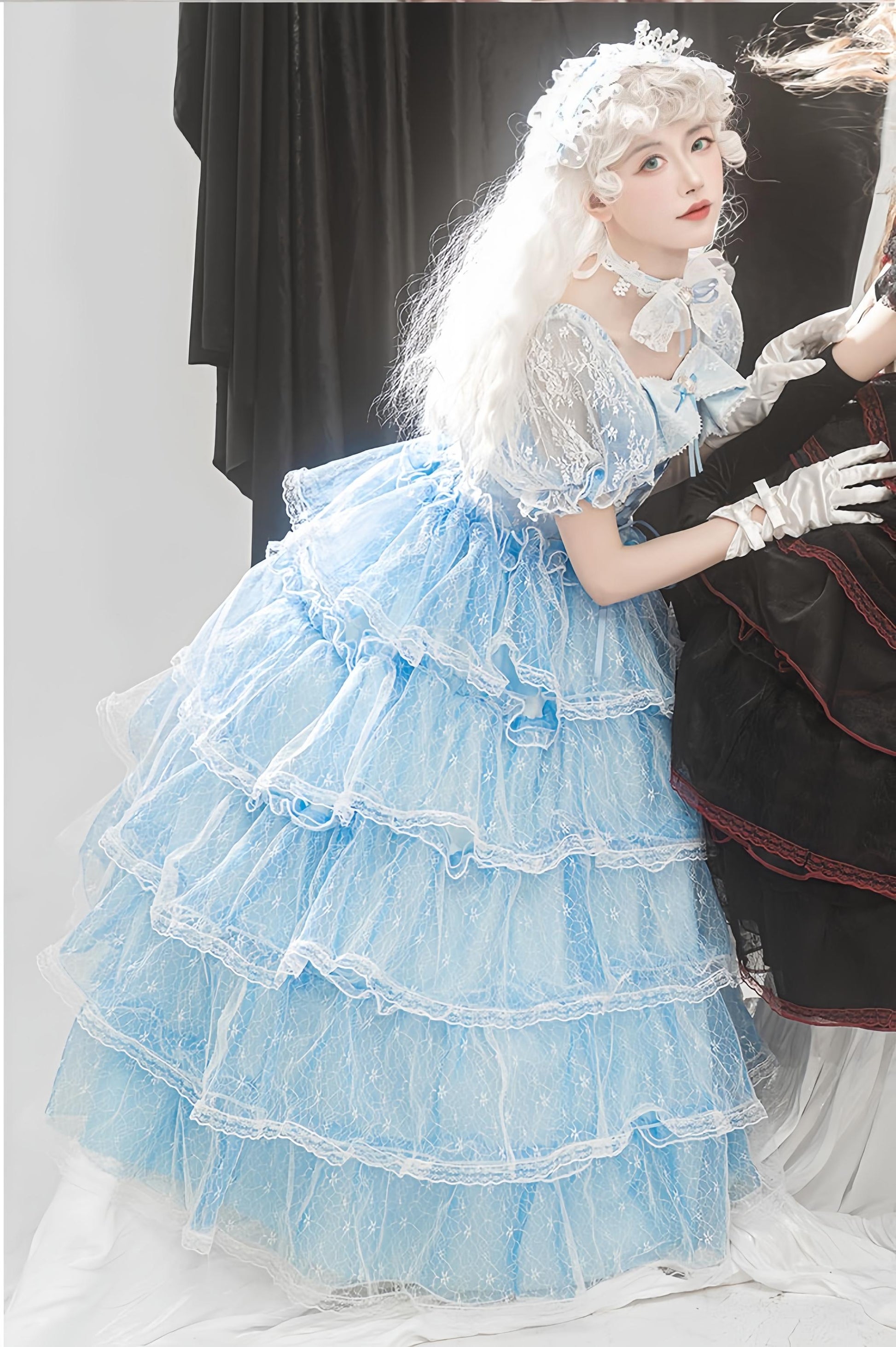 Daydream Whisper - Shisan District - Wedding Lolita OP Suit with Angel Demon Wings