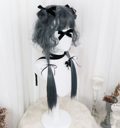 PippiPalace - Metaverse - Mix of Green And Blue Curly Short Wig