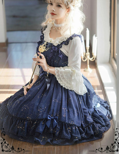 Sakuya Lolita - Whisper Of Stars - Constellation Foil Printing Elegant Lolita High Waist JSK Dress