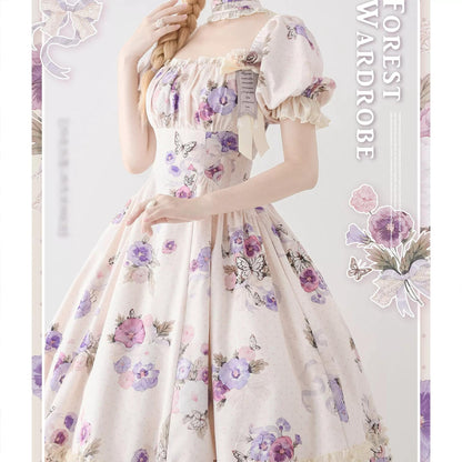 Forest Wardrobe - Forest Basket - Classic Lolita OP Dress Floral Print