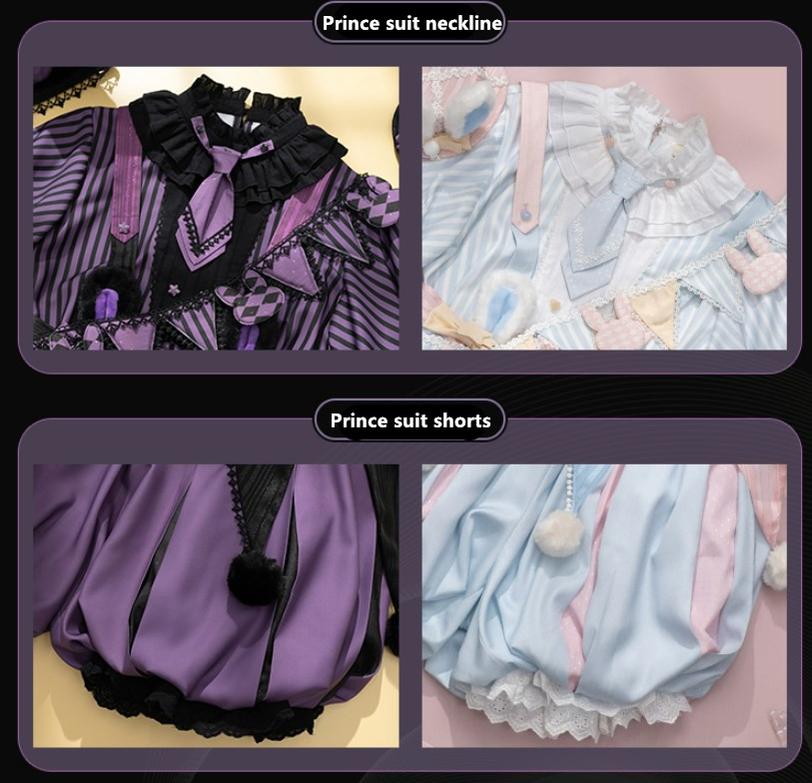 Forest Fluorescent Carps - Ouji Lolita OP Dress Circus Lolita Strip Prince Suit