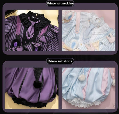 Forest Fluorescent Carps - Ouji Lolita OP Dress Circus Lolita Strip Prince Suit