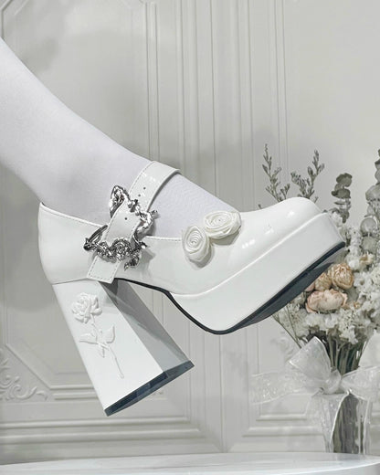 Dreamland - Cyclic Wonders - Elegant Lolita High Platform Shoes with Butterfly and Rose Details