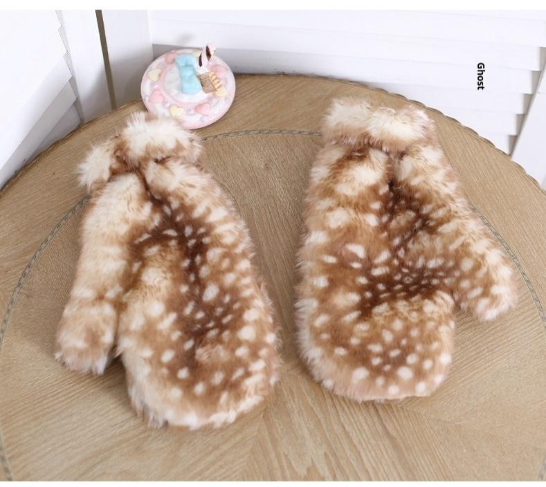 Xiaogui - Deer Spot - Christmas Kawaii Lolita Gloves Japanese Plush Winter Gloves