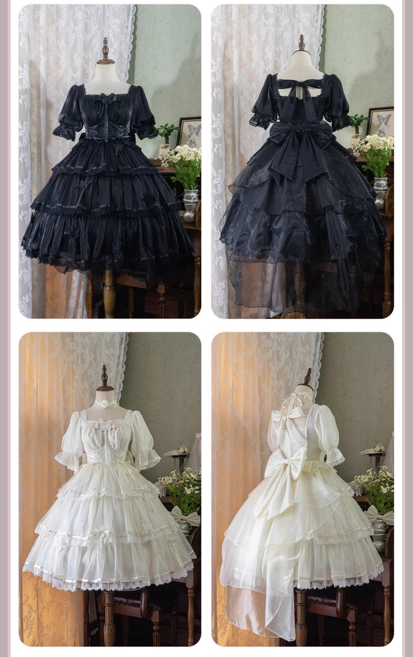 MEEKWIND - Miss Flora - Light Bridal Lolita Dress Gauze OP and JSK