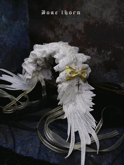Rose Thorn - Angel Wings - Embroidered Crafted Headband Elegant Lolita Hair Accessories