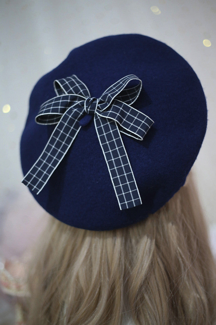 Xiaogui - Sweet and Lovely Daisy Bowknot Woolen Beret