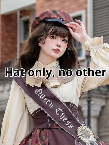 Forest Fluorescent Carps - Queen's Game - Military Lolita OP, Ouji Plaid Lolita Dress Set