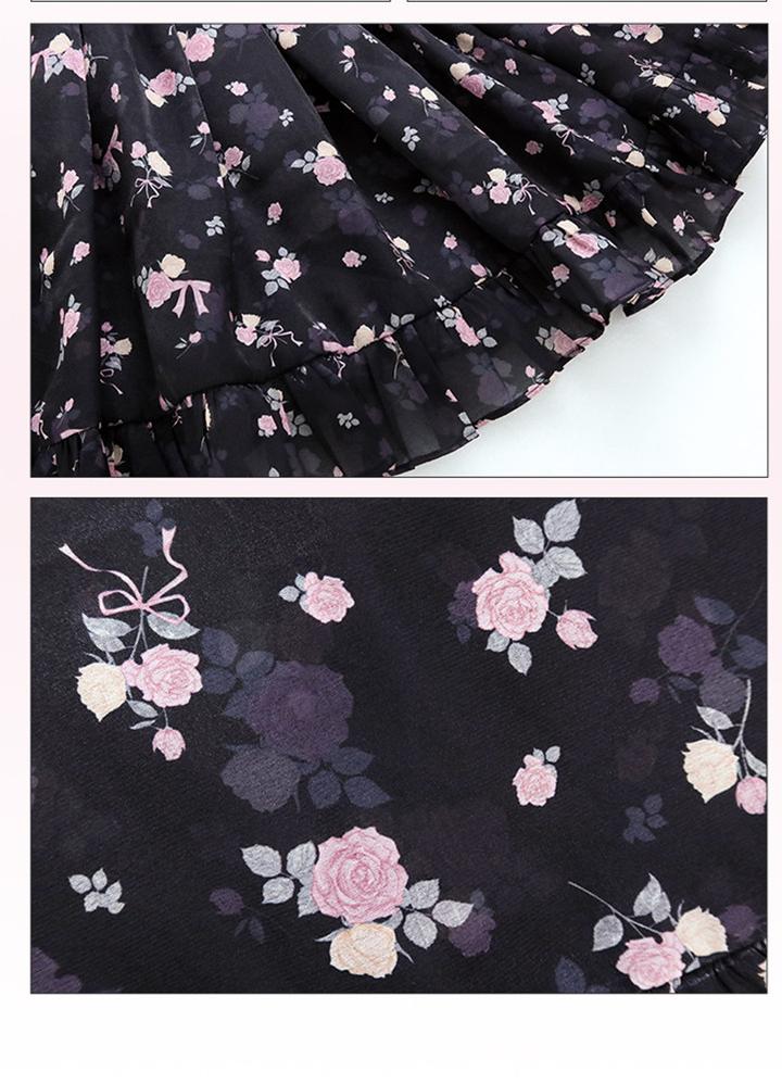 Yingtang - Plus Size Lolita Floral Print Lolita Dress