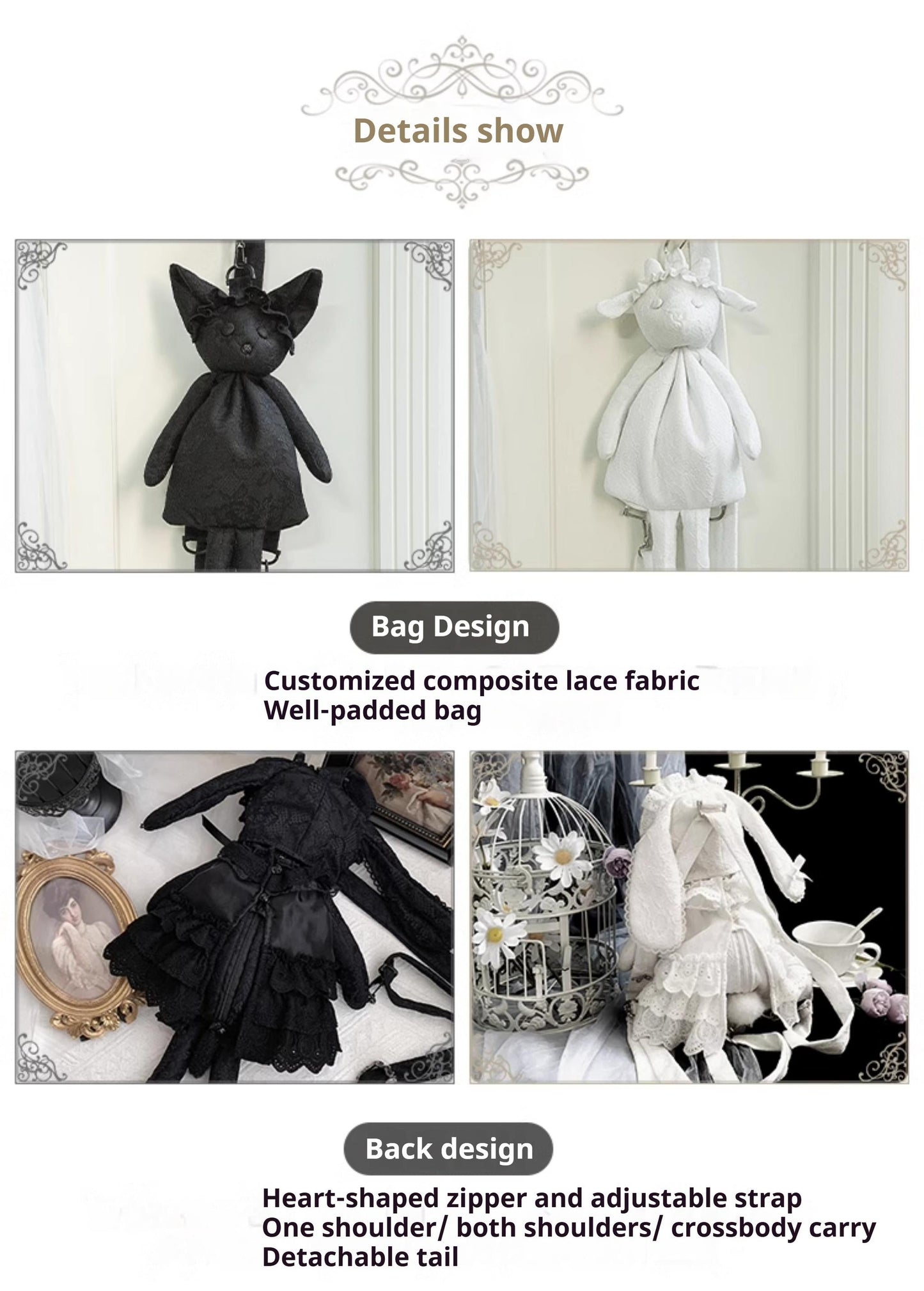 With PUJI - Puppet Box - Kawaii Lolita Bag Lamb Kitten Detachable Bag Dress Hat