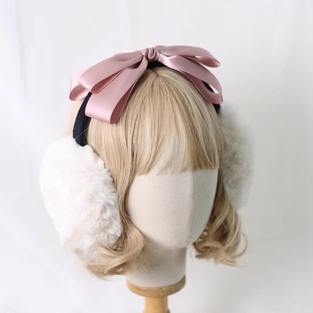 Xiaogui - Winter Lolita Earmuff Bow Plush Earmuff Ear Protector